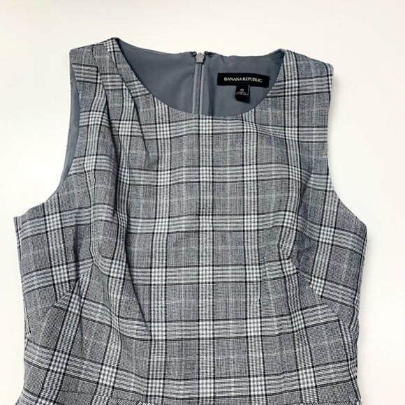 Banana Republic Dress Wool Plaid Houndstooth Wrap Windowpane Black White Busines - Picture 4 of 12